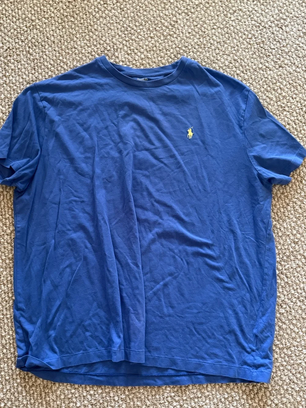 Polo by Ralph Lauren Short Sleeve Crewneck Tee Blue Yellow Horse Logo XL